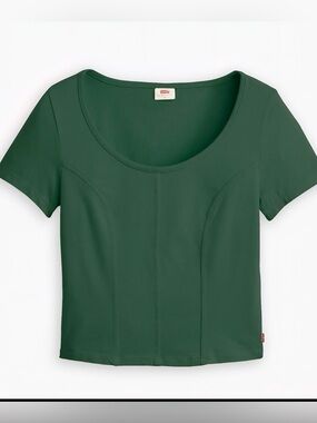 Levi's Green Corset T-shirt Top Baby Tee Cropped Short Sleeve S